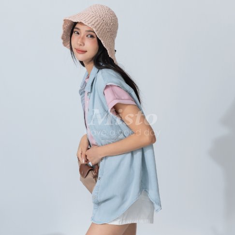 【MISTO SHOP】正韓 涼感單寧背心｜排釦單寧背心