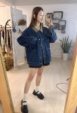 MEIIII 自訂款巴恩恩拼接牛仔外套