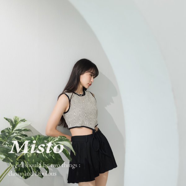 【MISTO SHOP】韓系 罩杯條紋滾邊背心