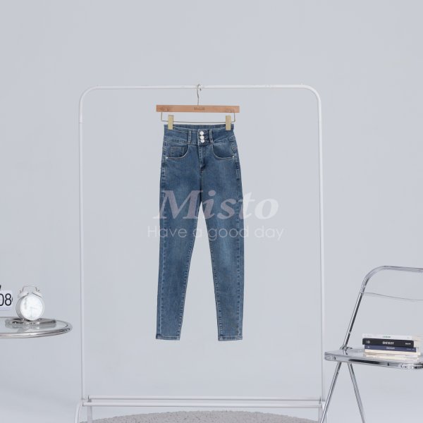 【MISTO SHOP】韓系 三釦造型單寧貼褲｜S-XL