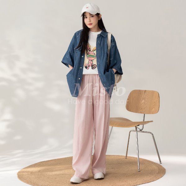 【MISTO SHOP】韓系 刷舊潑漆 單寧襯衫 ｜男裝女穿｜圈圈自留款｜中性穿搭｜夏季丹寧