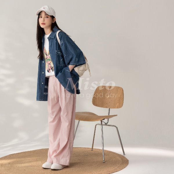 【MISTO SHOP】韓系 刷舊潑漆 單寧襯衫 ｜男裝女穿｜圈圈自留款｜中性穿搭｜夏季丹寧