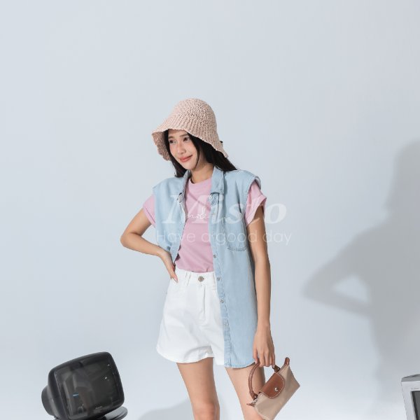 【MISTO SHOP】正韓 涼感單寧背心｜排釦單寧背心
