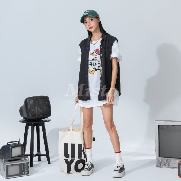 【MISTO SHOP】正韓 涼感單寧背心｜排釦單寧背心