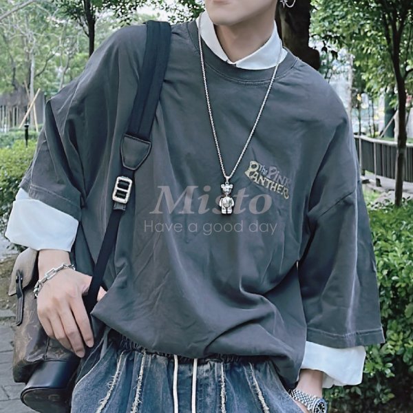 【MISTO SHOP】正韓 男裝 俏皮頑皮豹水洗TEE