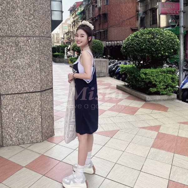 【MISTO SHOP】細肩帶字母洋裝｜夏天這樣多層次穿搭很涼很好看