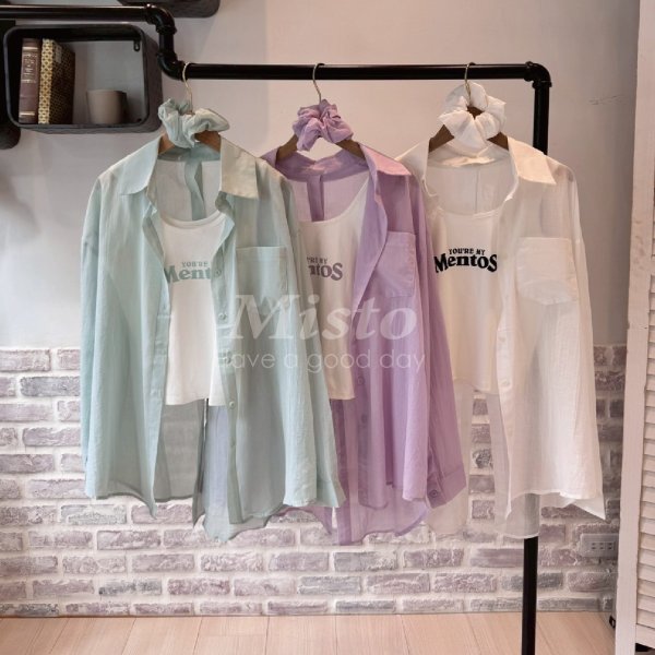 【MISTO SHOP】韓系 薄襯+字母背心 夏季超值組｜附贈髮圈｜後釦開岔超級美