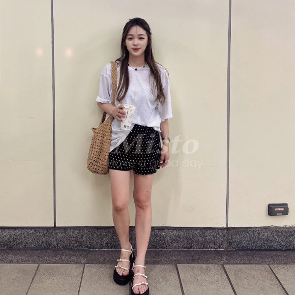 【MISTO SHOP】自訂款 涼感雙層點點褲裙｜鬆緊腰褲裙｜2色